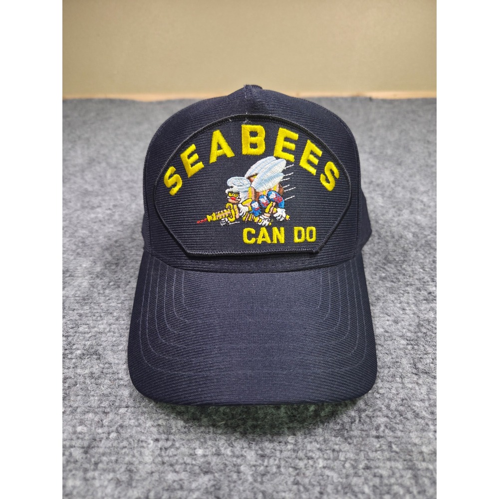 Eagle Crest US Navy Seabees Hat OSFA Blue Snapback Can Do Patch Made In USA